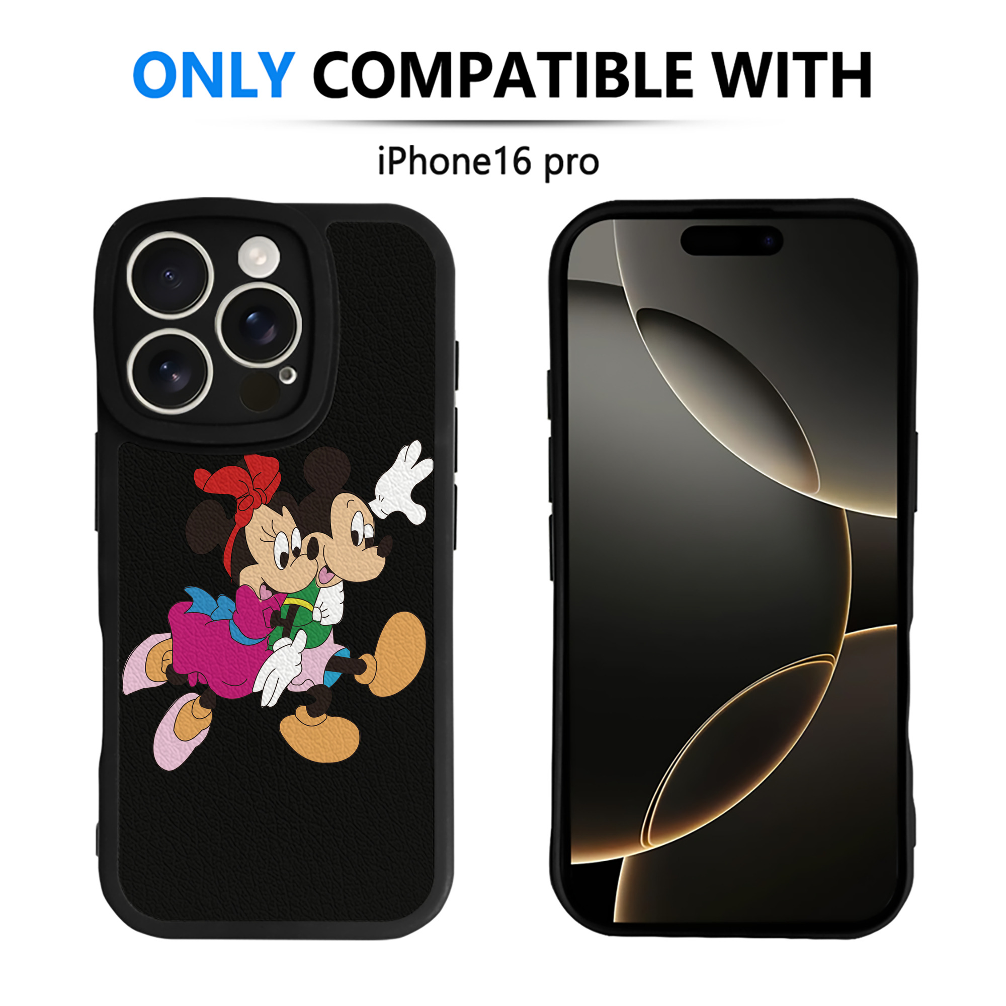 （画像用） ミッキーマウス Mickey Mouse 【iPhone 16シリーズ対応】シリコンスマホケース（レザー調） 材質：シリコン